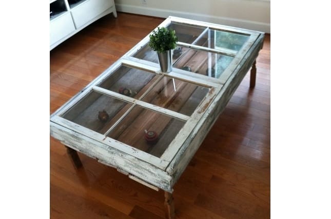 Wooden framed window turned into Table 