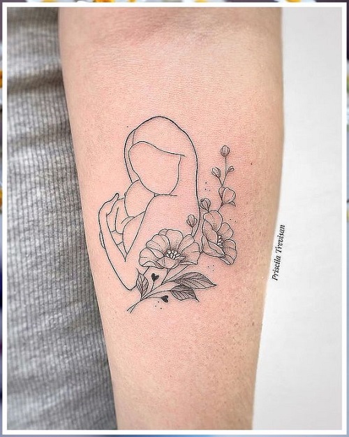 mom holding baby tattoo - Mom Tattoo Designs
